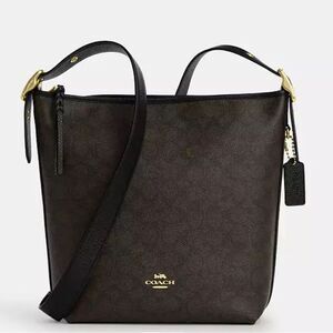 🔥🎁NWT! Coach Val Duffle Bag in Signsture Canvas Brown/Black Msrp:$398.00